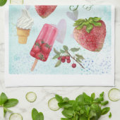 Zoete Valentijn Quote Aardbei en Ice Cream Theedoek (Gevouwen)