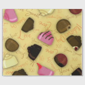 Zoete Valentijn - Valentijnsdag Snoep Patroon Cadeaupapier (Vlak)