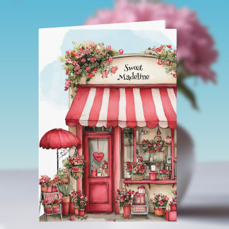 Zoete Valentijns Bloemenwinkel Gepersonaliseerd Kaart