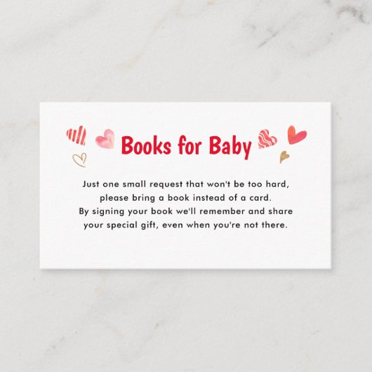 Zoete Valentijnsbaby Shower Boeken voor Baby Informatiekaartje (Voorkant)