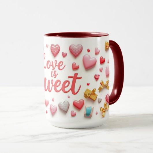 Zoete Valentijnschocolade Hart Mok (Voorkant rechts)