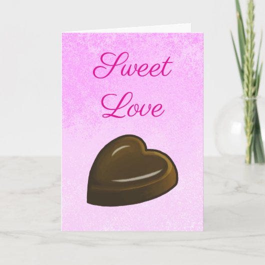 Zoete Valentijnsdag Chocolade Hart Kaart (Voorkant)