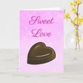 Zoete Valentijnsdag Chocolade Hart Kaart (Gele Bloem)