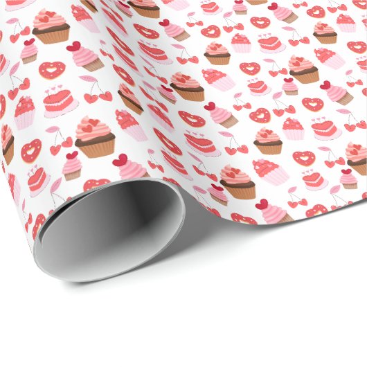 Zoete Valentijnsdag Cupcake Cadeaupapier (Rol Hoek)