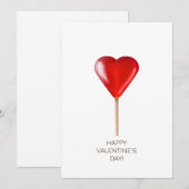 Zoete Valentijnsdag met rode hart lolly Feestdagenkaart (Voorkant / Achterkant)