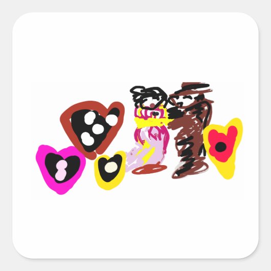 Zoete Valentijnsdag poppen Vierkante Sticker (Voorkant)