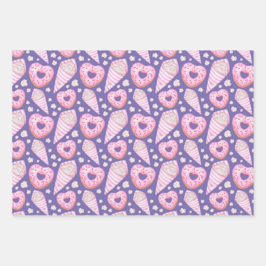 Zoete Valentijnse koekjes en koekjes Inpakpapier Vel (Voorkant 3)