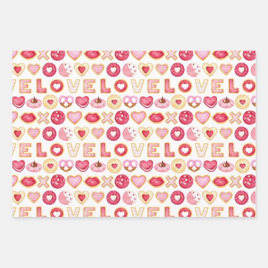 Zoete Valentijnse koekjes en koekjes Inpakpapier Vel (Voorkant 2)
