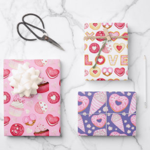 Zoete Valentijnse koekjes en koekjes Inpakpapier Vel