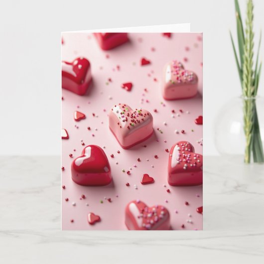 Zoete Valentijnshartjes Kaart (Voorkant)