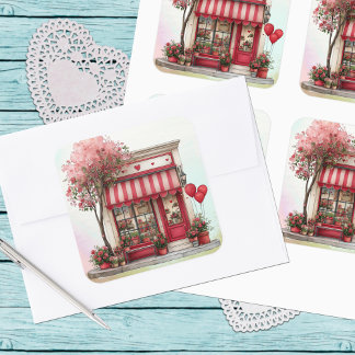 Zoete Valentijnswinkel Vierkante Sticker
