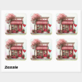 Zoete Valentijnswinkel Vierkante Sticker (Vel)