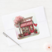 Zoete Valentijnswinkel Vierkante Sticker (Envelop)