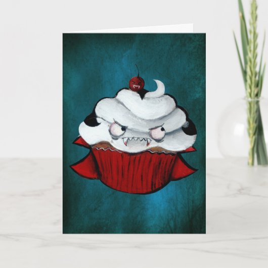 Zoete Vampier Cupcake Kaart (Voorkant)