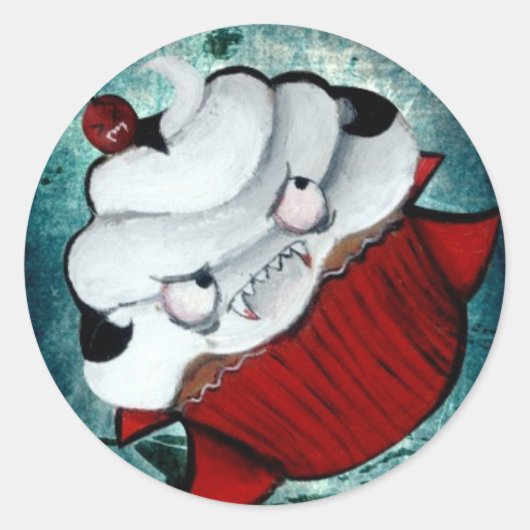 Zoete Vampier Cupcake Ronde Sticker (Voorkant)