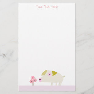 Zoete varkens en roze bloemen briefpapier