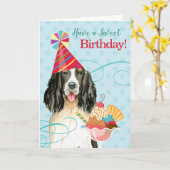 Zoete Verjaardag Engelse Springer Spaniel Kaart (Gele Bloem)