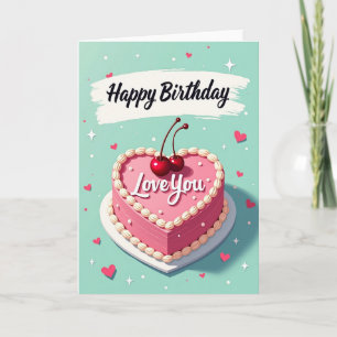 Zoete Verjaardag Hart Cake Kaart