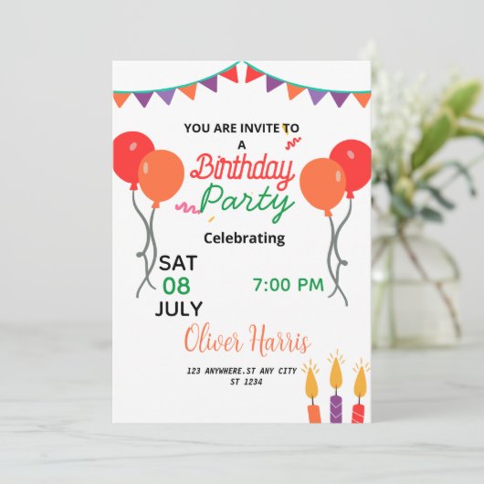 Zoete Verjaardag illustratie Kaart (Staand voorkant)