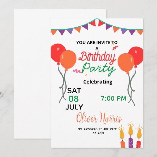 Zoete Verjaardag illustratie Kaart (Voorkant / Achterkant)