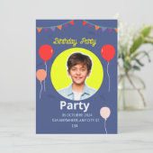 Zoete verjaardag illustratie uitnodiging (Staand voorkant)