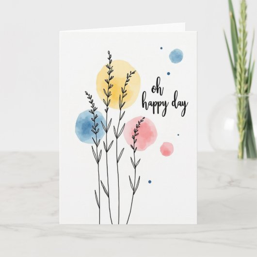 Zoete Verjaardag Pastel Botanische Kaart (Voorkant)