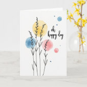 Zoete Verjaardag Pastel Botanische Kaart (Gele Bloem)