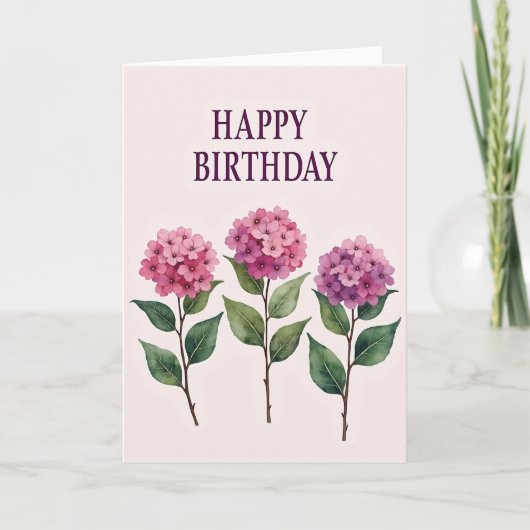 Zoete Verjaardag Waterverf Bloem Kaart (Voorkant)
