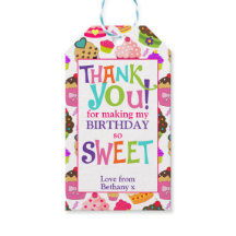 Zoete verjaardags bedank feest cadeau labels