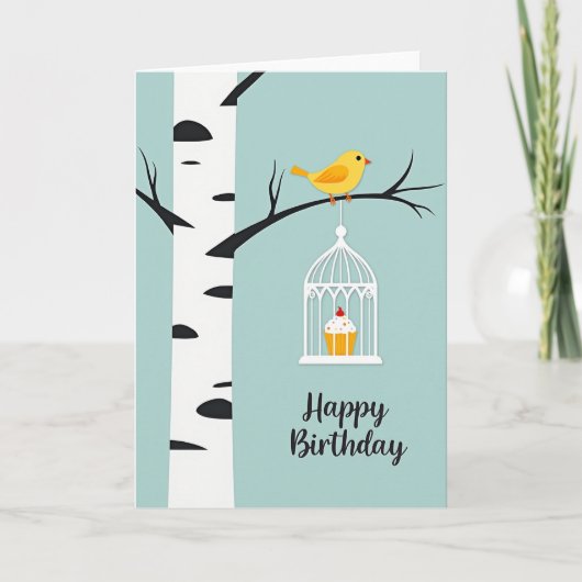 Zoete Verjaardags Papier Vogelkooi Kaart (Voorkant)