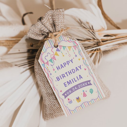 Zoete verjaardagsfeest cadeaulabel