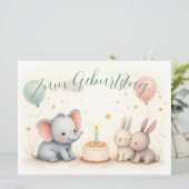 Zoete verjaardagsgroet met dierenvrienden (Staand voorkant)