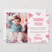 Zoete Verjaardagskaart Met Foto en Dankbetuiging Bedankkaart (Voorkant)