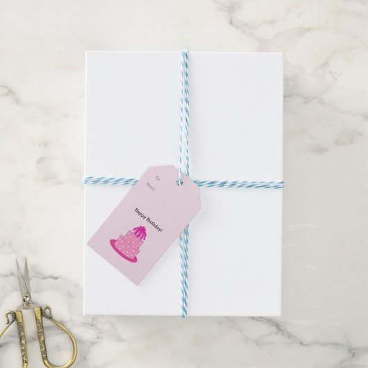Zoete Verjaardagstaart Cadeaulabel (Met Touw)