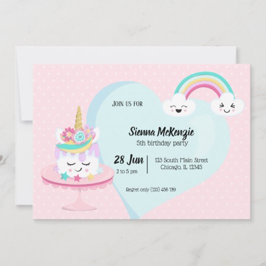 Zoete verjaardagstaart - kies achtergrondkleur kaart (Voorkant)