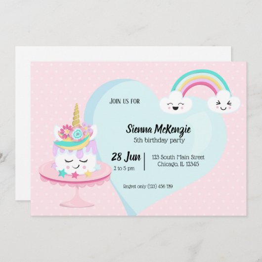 Zoete verjaardagstaart - kies achtergrondkleur kaart (Voorkant / Achterkant)