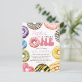 Zoete verjaardagsuitnodiging, 1e verjaardag meisje briefkaart (Staand voorkant)