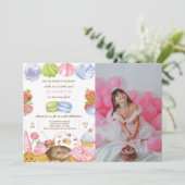 Zoete verjaardagsuitnodiging met foto kaart (Staand voorkant)