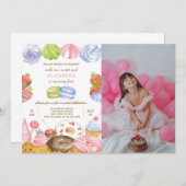 Zoete verjaardagsuitnodiging met foto kaart (Voorkant / Achterkant)