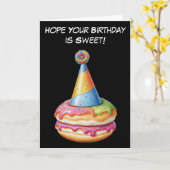 Zoete Verjaardagswensen met Donut Fun Kaart (Gele Bloem)