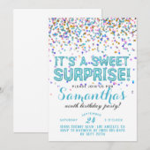Zoete Verrassings Verjaardags Confetti Uitnodiging (Voorkant / Achterkant)