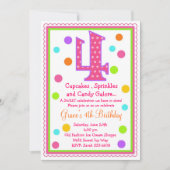 Zoete verrassingsuitnodiging 4th Birthday Kaart (Voorkant)