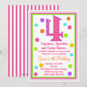 Zoete verrassingsuitnodiging 4th Birthday Kaart (Voorkant / Achterkant)