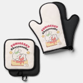 Zoete verwennerij: Buniberry Cheesecake Delight Ovenwant & Pannenlap Set (Voorkant / Achterkant)