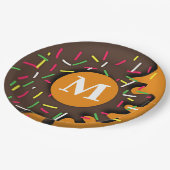 Zoete verwennerij - gepersonaliseerd donut monogra papieren bordje (Gekanteld)