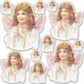 Zoete Victoriaans engel biddende handen contour Sticker (Voorkant)