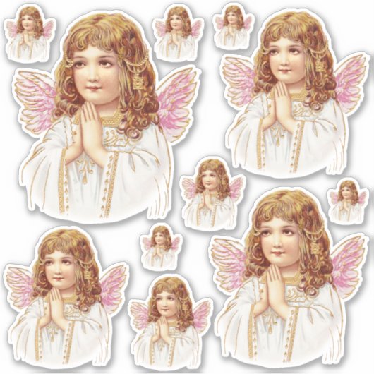 Zoete Victoriaans engel biddende handen contour Sticker (Voorkant)
