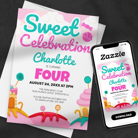 Zoete Viering: Candyland Verjaardagsfeest Kaart