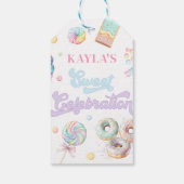 Zoete Viering Pastelkleurig Snoep Land Meisje Verj Cadeaulabel (Achterkant)