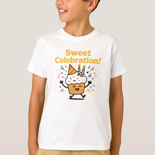 Zoete Viering Schattig Chocolade Cupcake Ontwerp T-shirt (Voorkant)